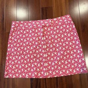 J.Crew Pink White Skirt Star Starfish Pattern Cotton Lightweight Mini Short Sz 8